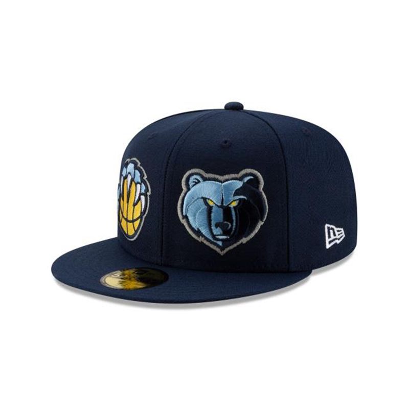 NBA Memphis Grizzlies Double Hit 59Fifty Fitted (NIK6711) - Blue New Era Caps